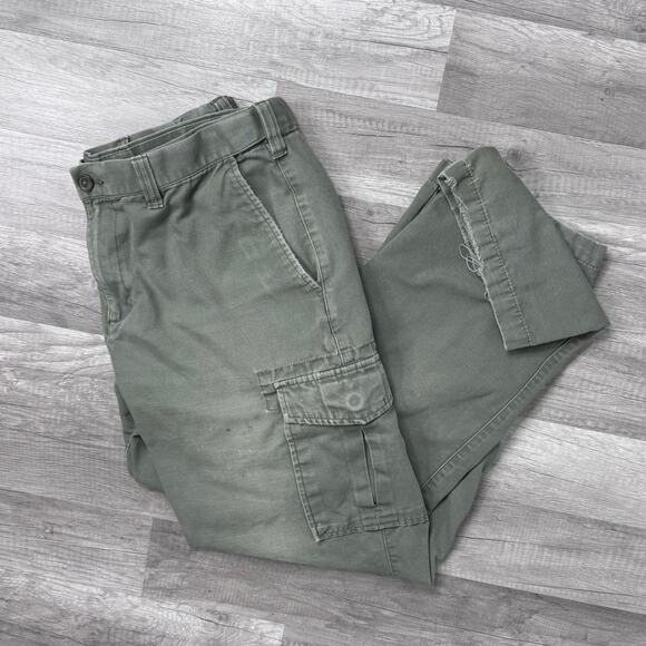 Distressed Cargo Pants Workwear Grunge Utility Skater Gropcore Green Size 34X32 - Picture 1 of 9